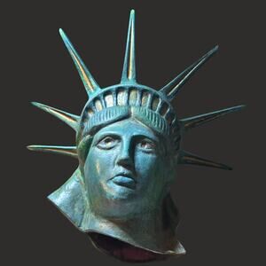 Red Robin Statue‎ of Liberty Head - Kitschy, Retro Americana - Large sized